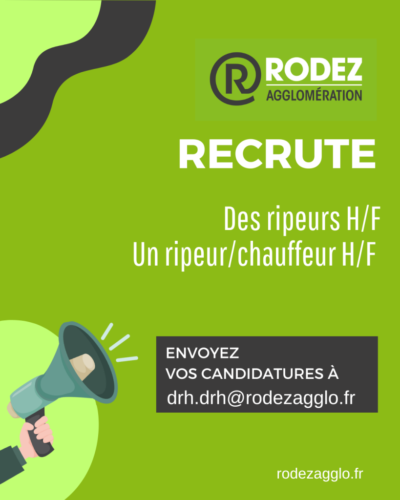Rodez agglo recrute des ripeurs et un chauffeur pour la collecte des déchets